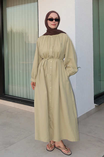 Musselin-Kleid mit seitlichen Taschen